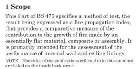 PE cladding - bs476 scope 10