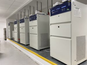 A group of Xenon arc chambers used for solar radiation testing