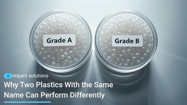 Two polypropylene grades showing different material performance during laboratory testing